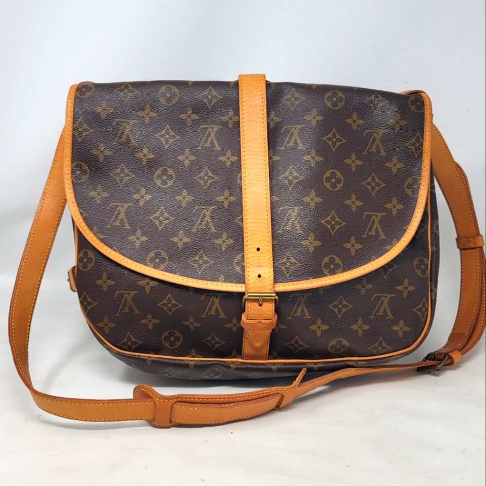 Louis Vuitton Saumur 35 Monogram Canvas Shoulder Crossbody Hand Bag Vintage Auth - Picture 4 of 14